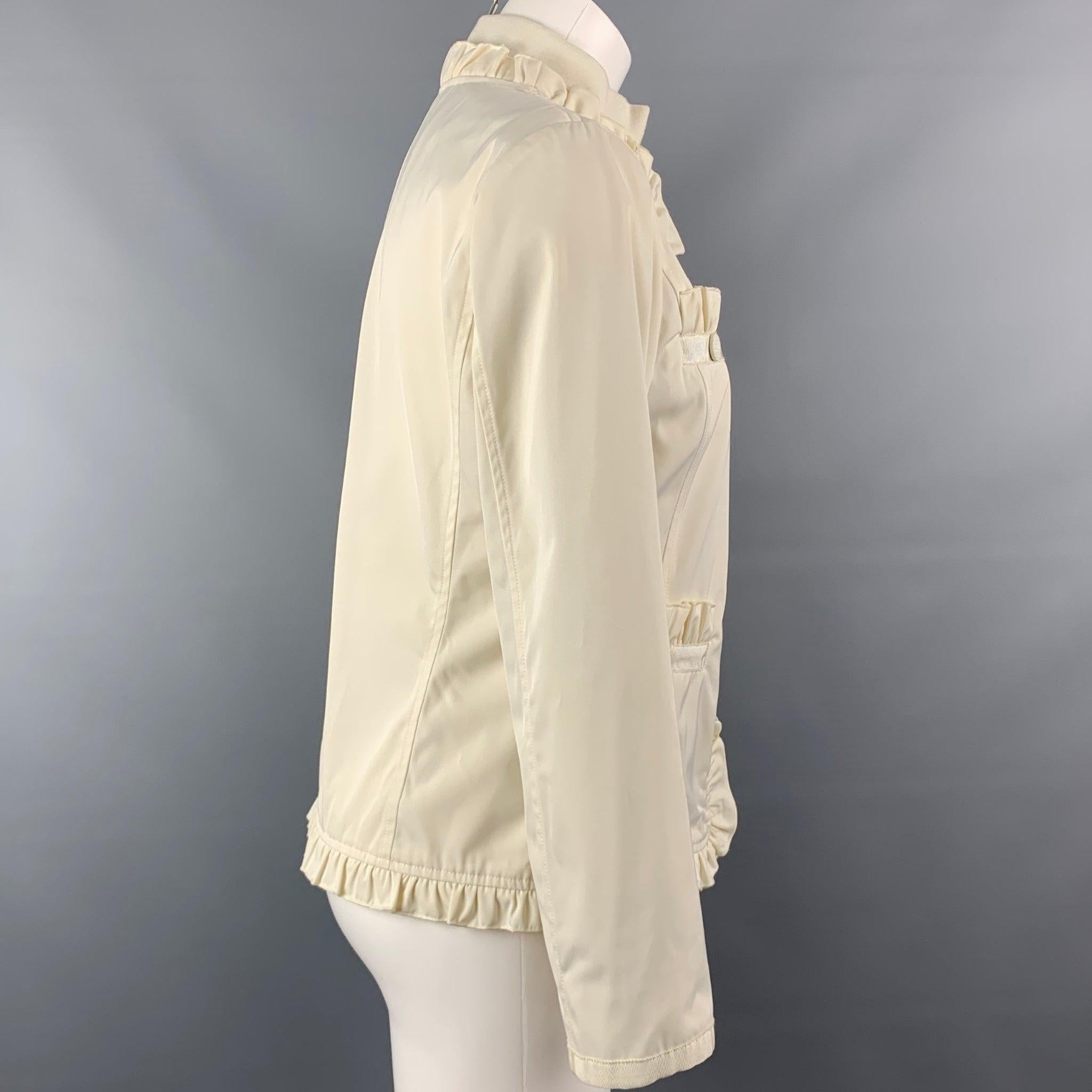 Beige LOVE MOSCHINO Size 6 Cream Polyester Ruffled Jacket