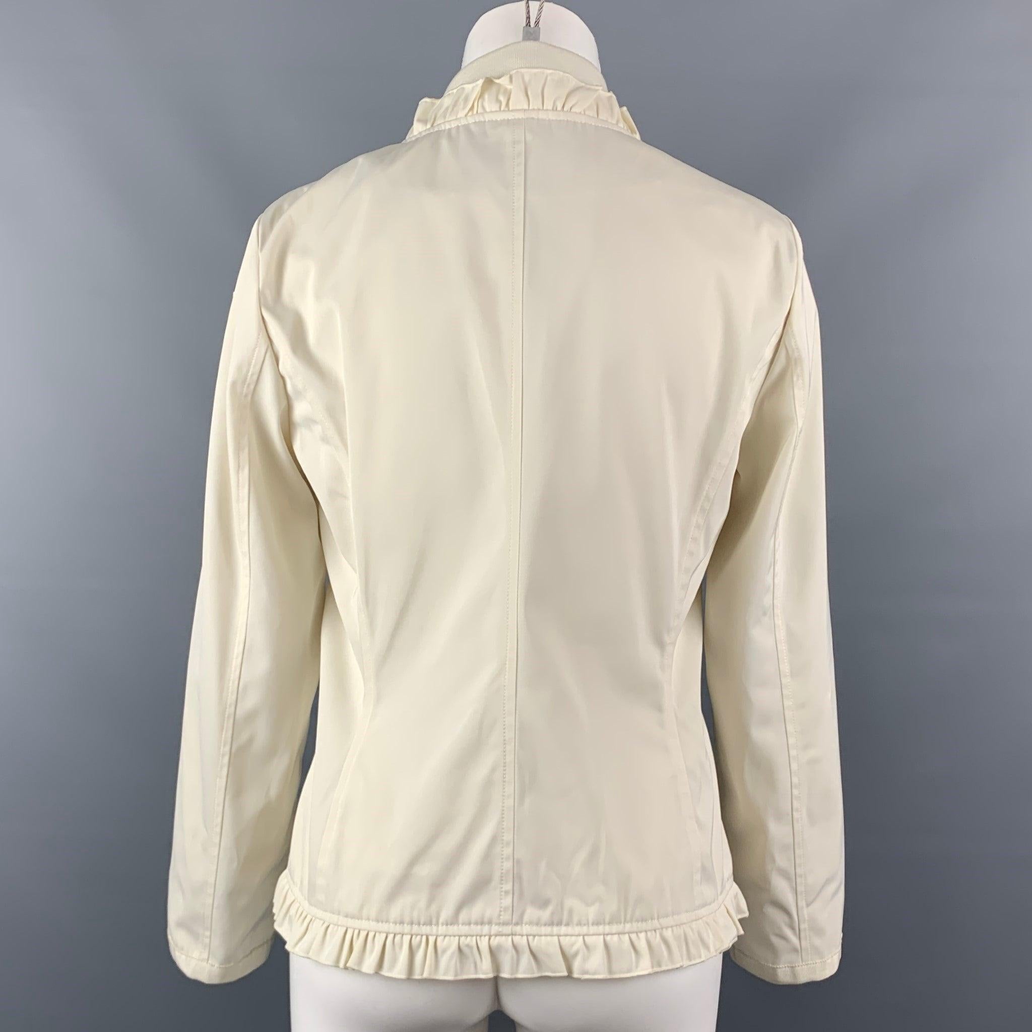 Women's LOVE MOSCHINO Size 6 Cream Polyester Ruffled Jacket For Sale