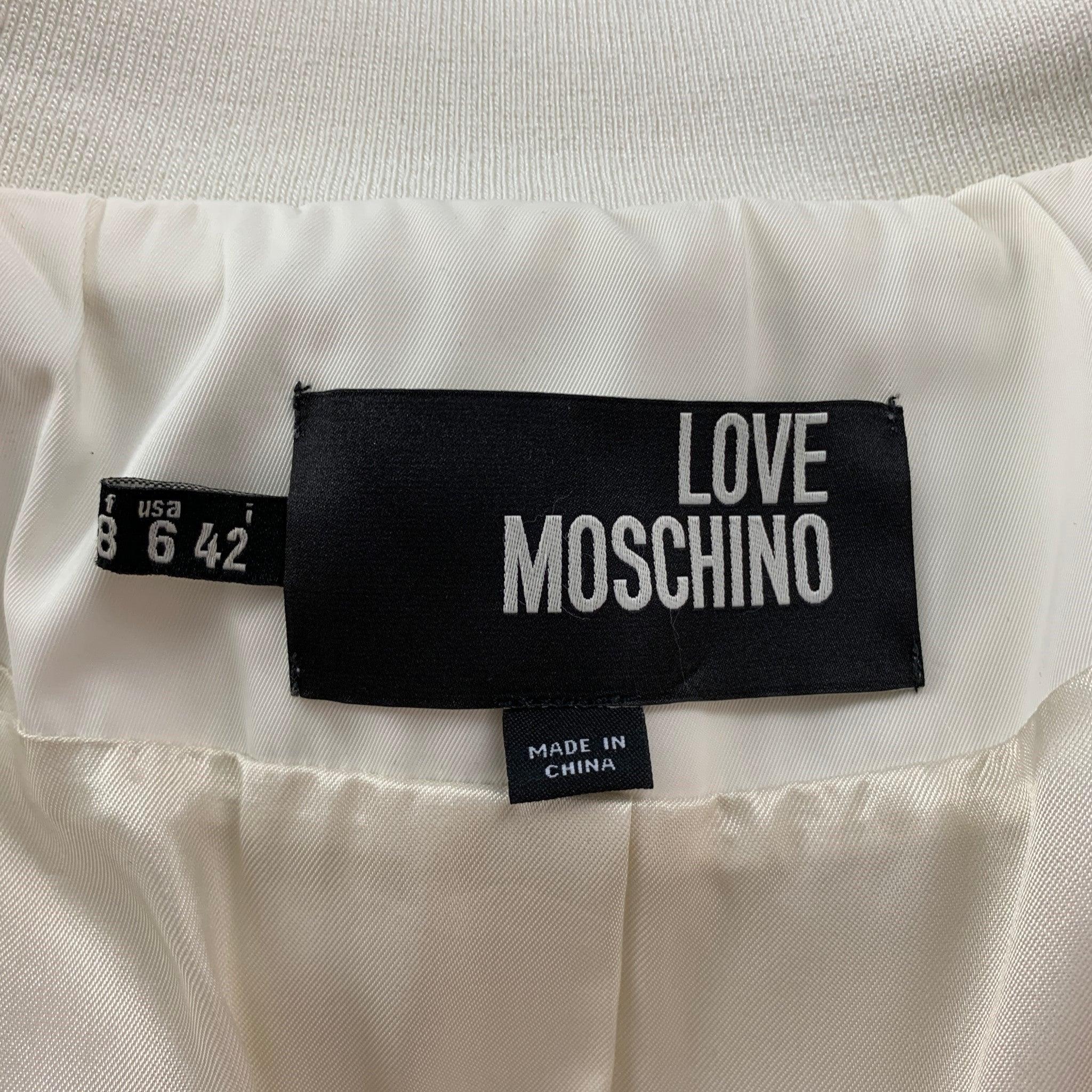 LOVE MOSCHINO Size 6 Cream Polyester Ruffled Jacket For Sale 2