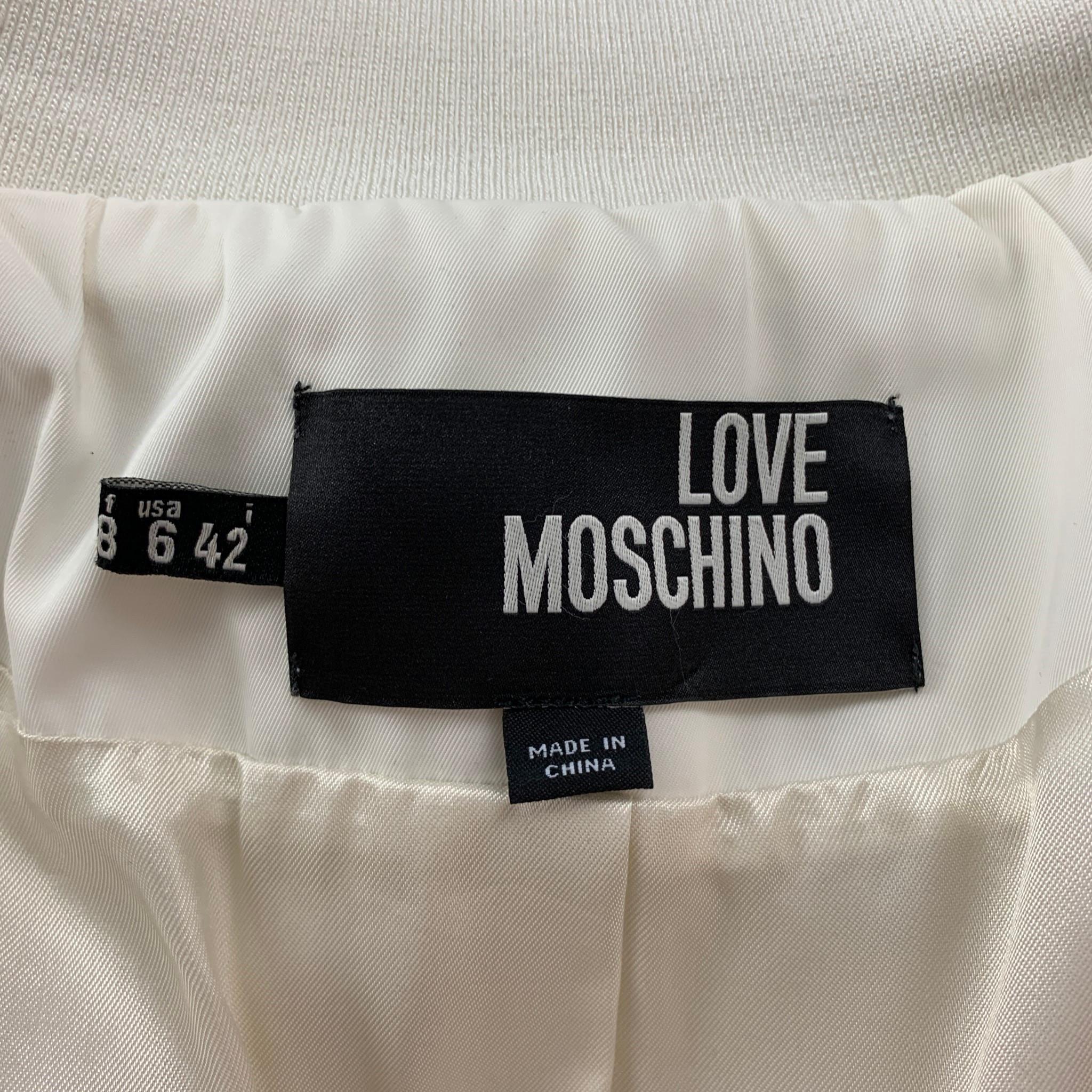Beige LOVE MOSCHINO Size 6 Cream Polyester Ruffled Jacket