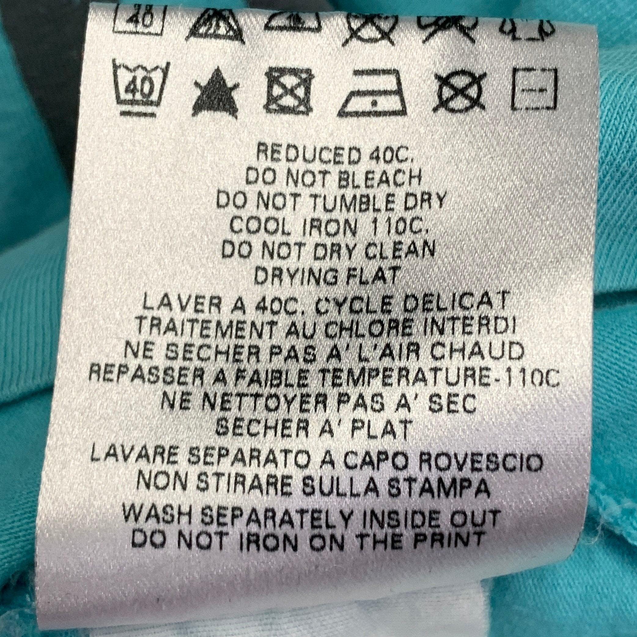 LOVE MOSCHINO Size L Grey Turquoise Graphic Cotton Blend T-shirt 3