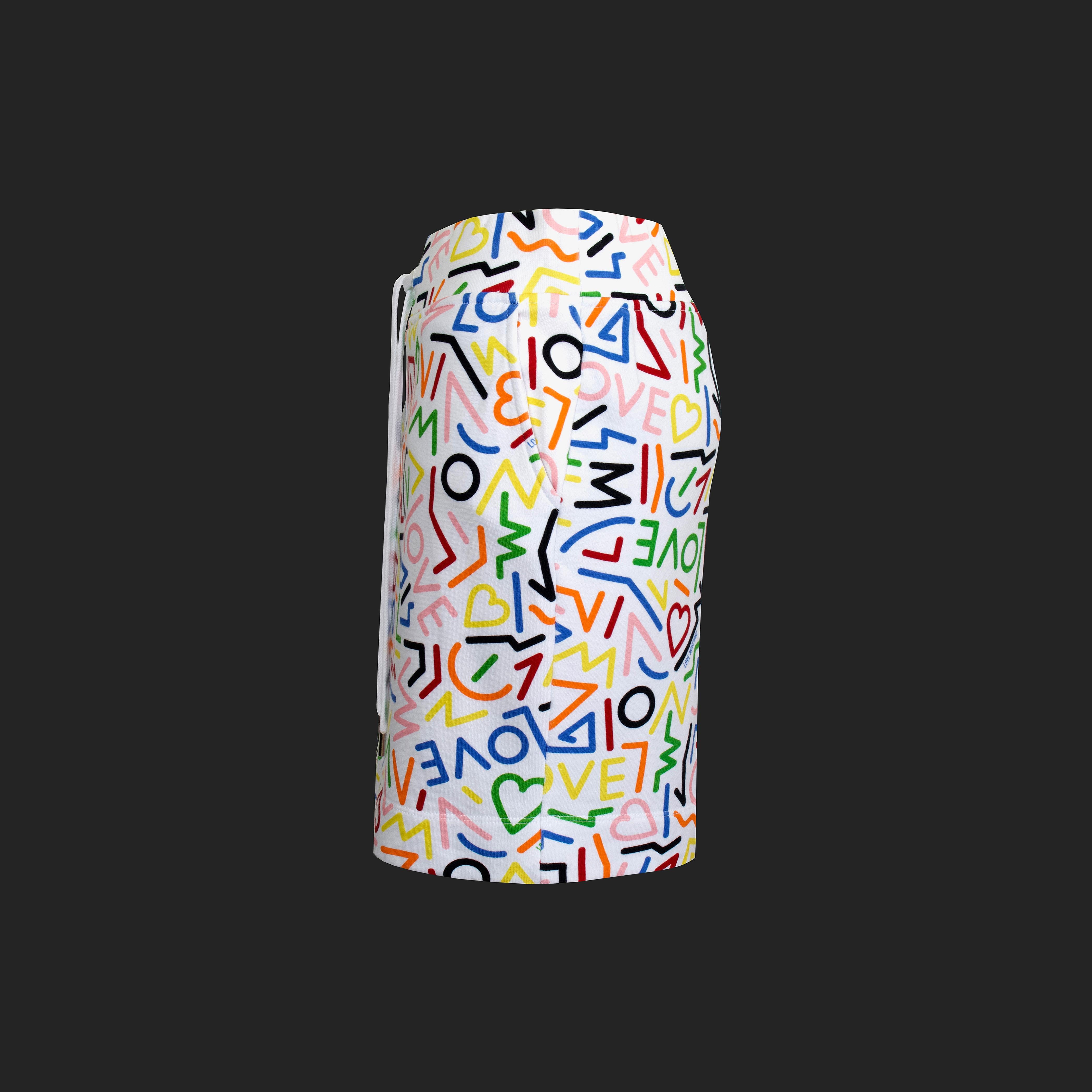 Love Moschino Rock – Geometrischer „Love“-Druck – Kordelzug an der Taille + Seitentaschen  (Grau) im Angebot