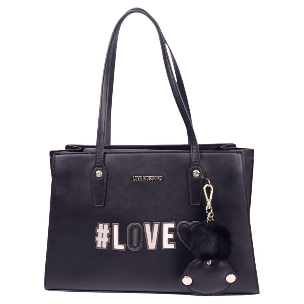 Love Moschino Tragetasche mit goldfarbener Logoplakette