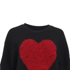 Love Moschino Tulle Heart-Applique Mini Sweater Dress in Black Cotton