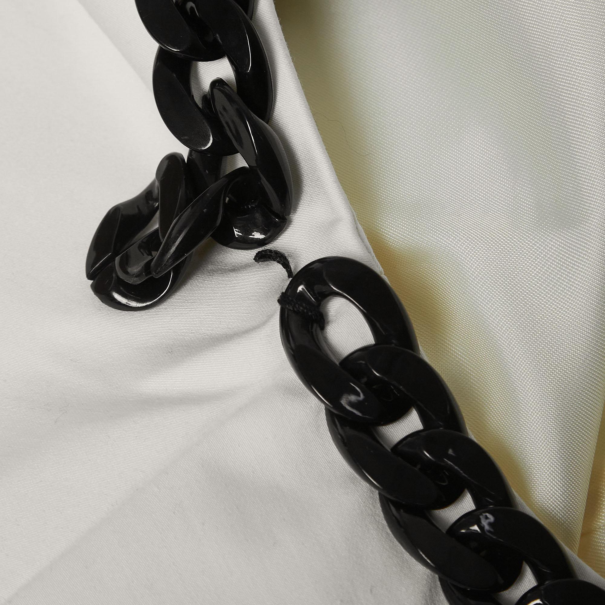 Love Moschino White Cotton Chain Detail Cropped Jacket M In Excellent Condition In Dubai, Al Qouz 2