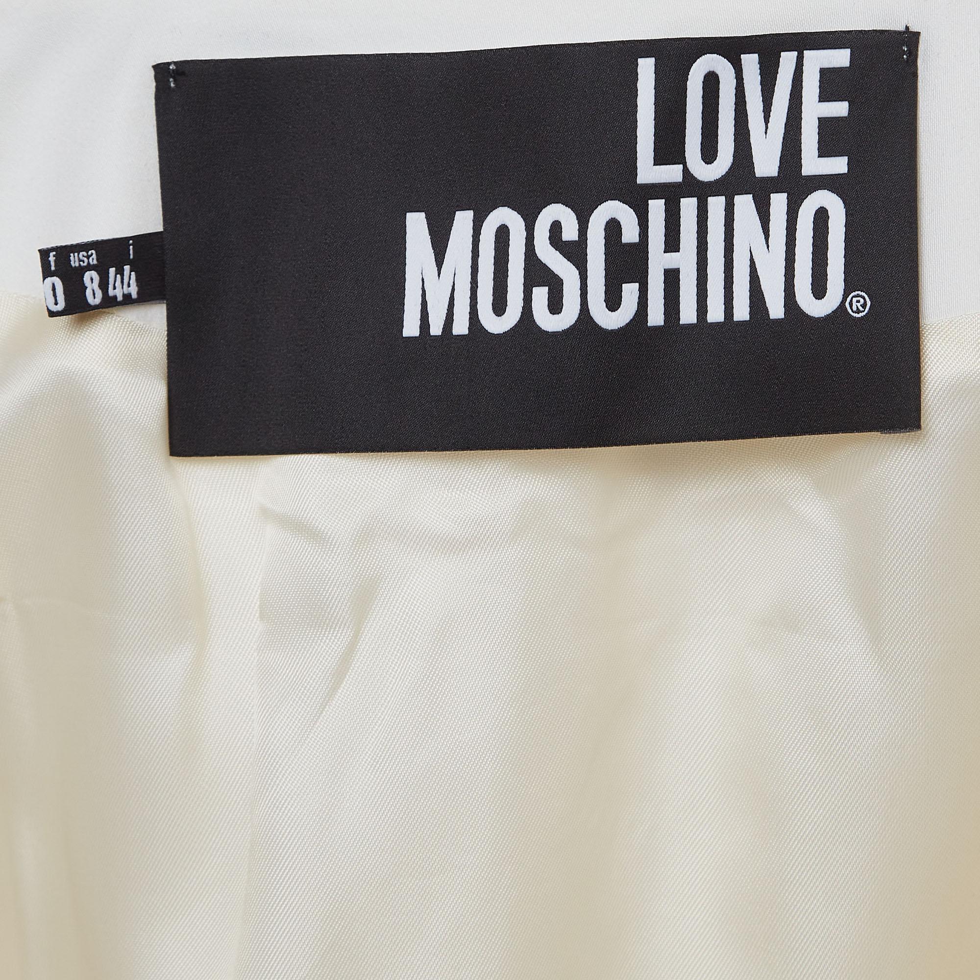 Love Moschino White Cotton Chain Detail Cropped Jacket M 1