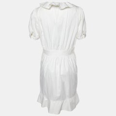 Love Moschino White Cotton Ruffle Detail Knee Length Dress M
