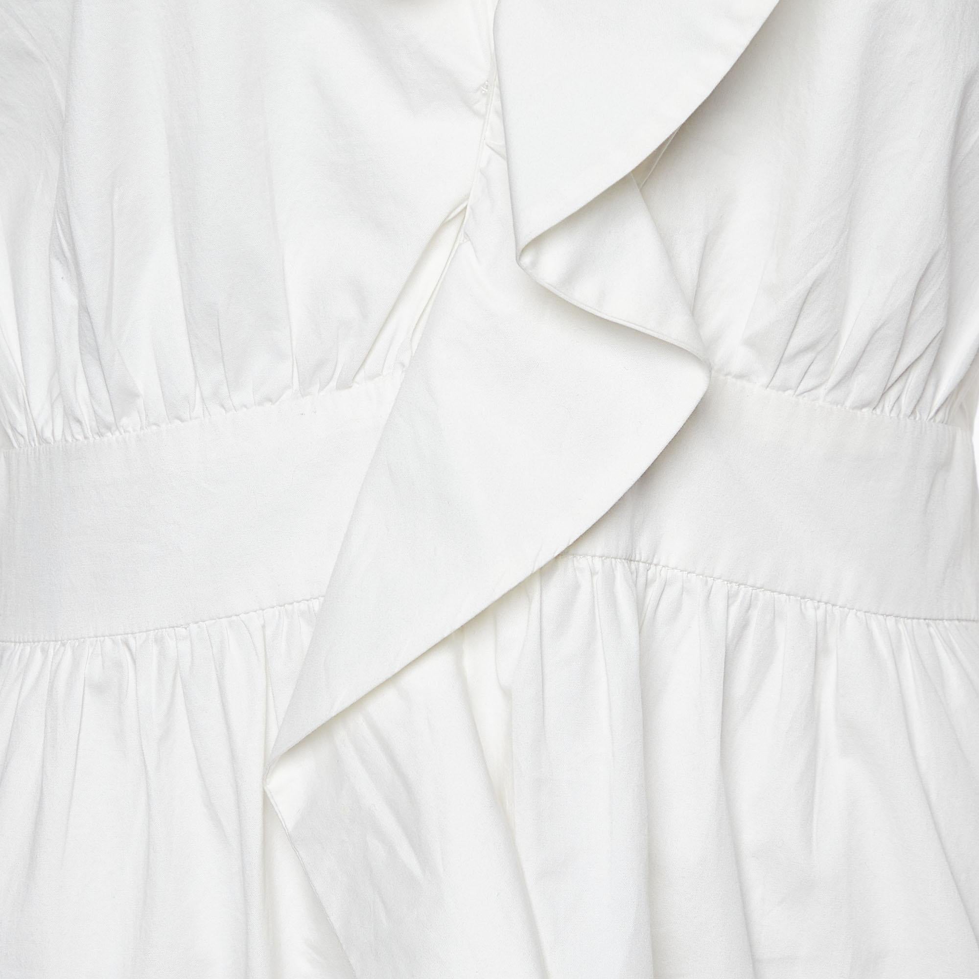 Love Moschino Weißes Kleid in Knielänge aus Baumwolle mit Rüschendetails M (Grau) im Angebot