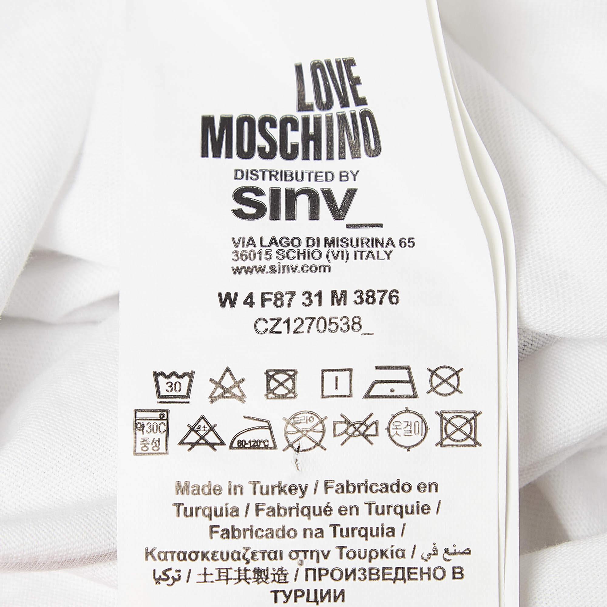 De las mujeres Love Moschino  Camiseta de punto blanca con estampado metalizado S en venta