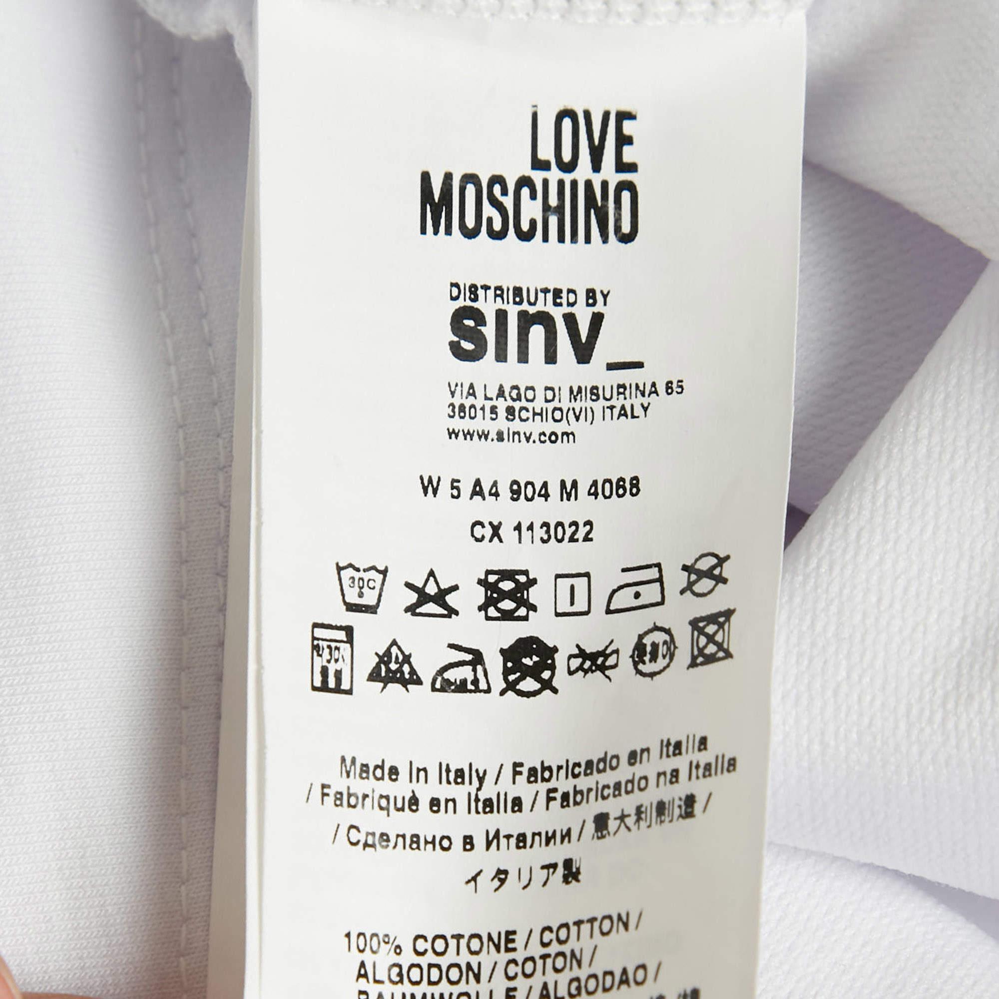  Love Moschino Robe à capuche en coton imprimé blanc S Pour femmes 