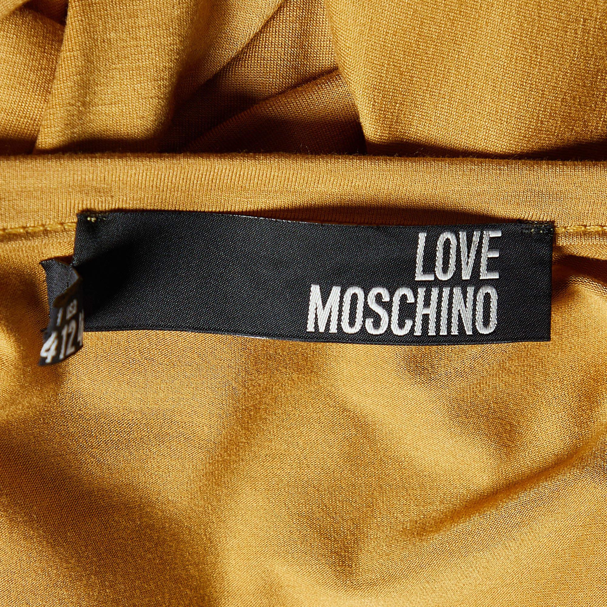 Women's Love Moschino Yellow Knit Hook Front Shrug L For Sale