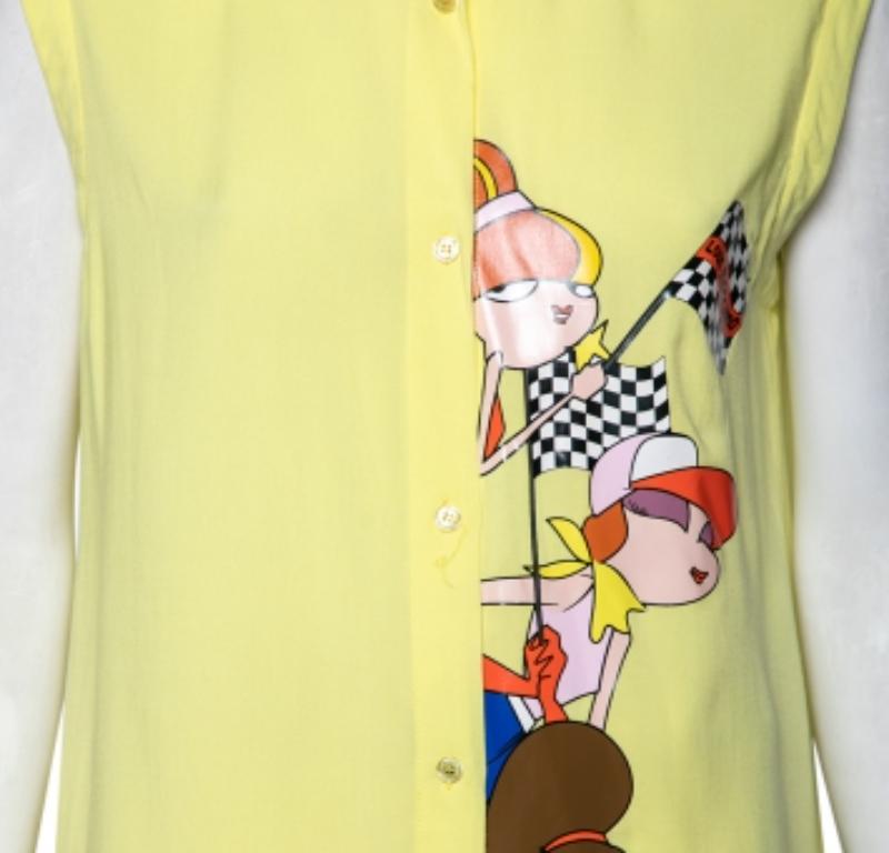 Love Moschino Camisa sin mangas estampada amarilla L Beige
