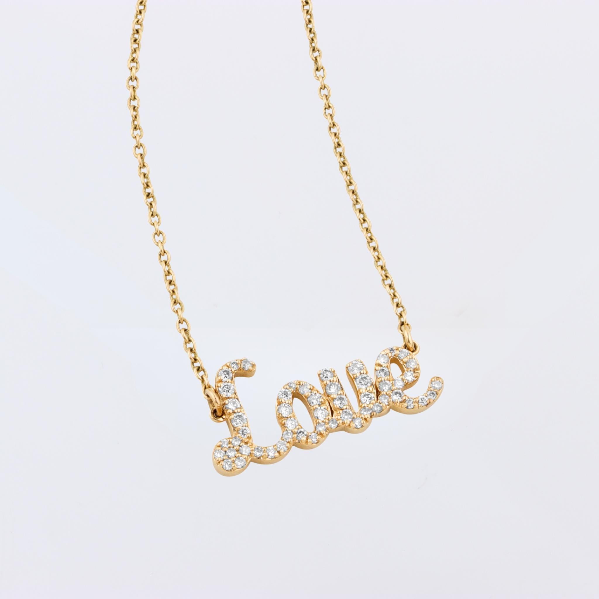 Art déco Collier personnalisé Love Natural Diamond en or massif 14kt (certifié) en vente