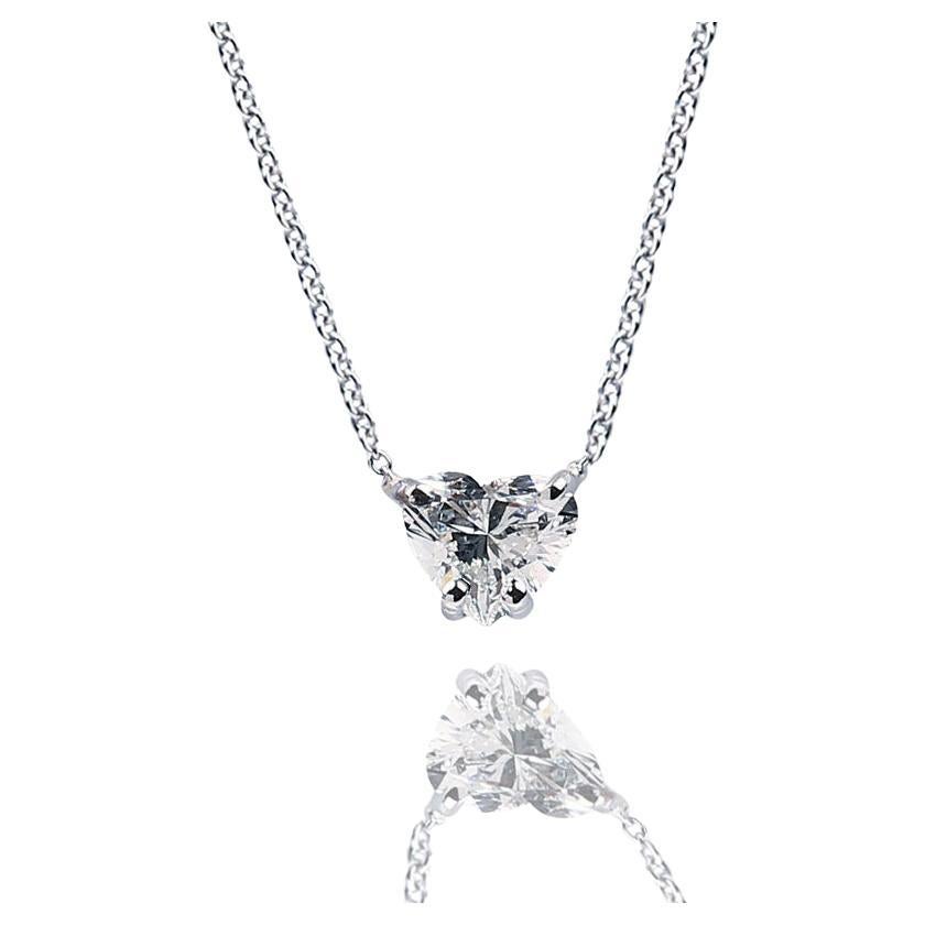 Cartier Love White Gold Diamond Necklace with 17 Inch Chain For Sale at