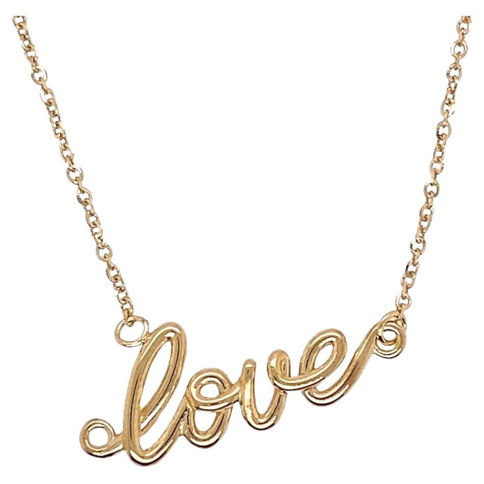 "Love" Necklace on Adjustable Chain in 18ct Yellow Gold
