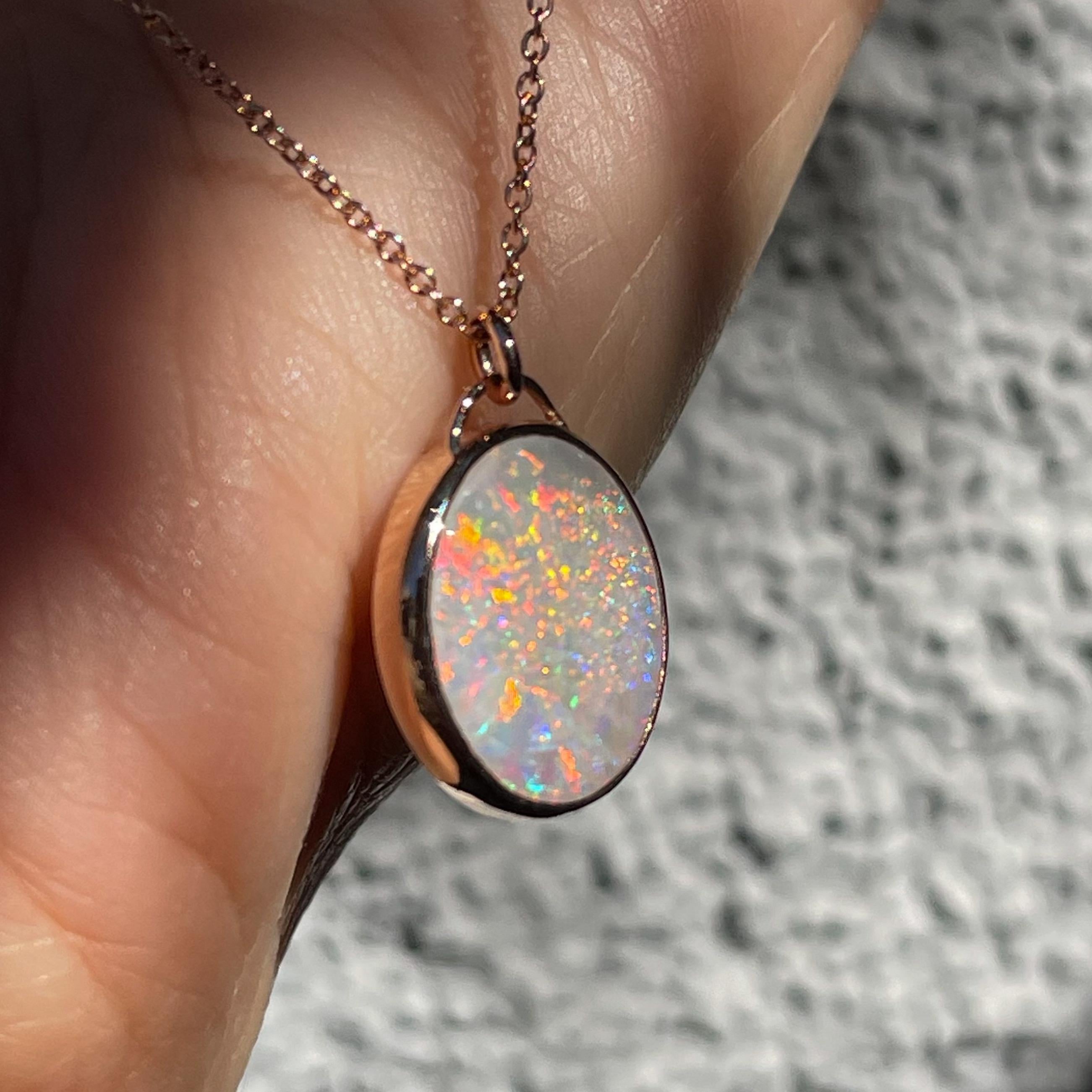 Love Note No. 1 Australian Opal Necklace in Rose Gold by NIXIN Jewelry In New Condition For Sale In Los Angeles, CA