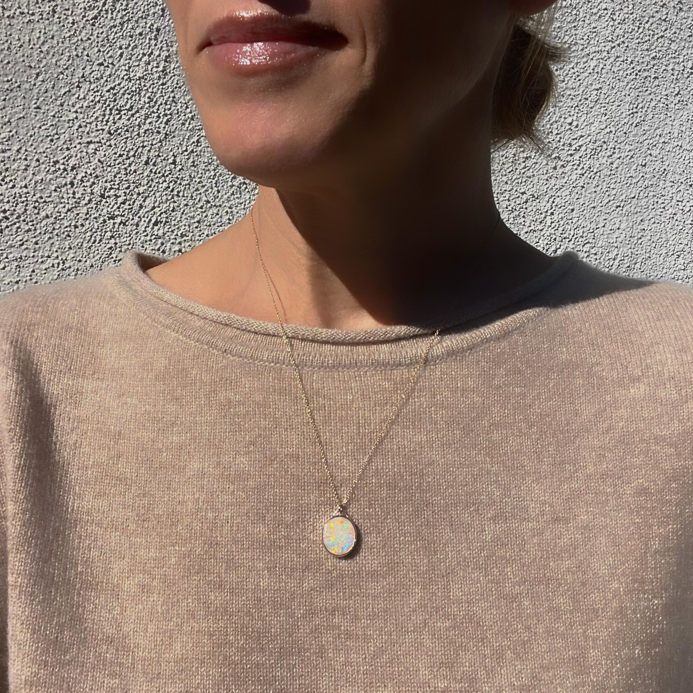 Love Note No. 1 Australian Opal Necklace in Rose Gold by NIXIN Jewelry For Sale 3