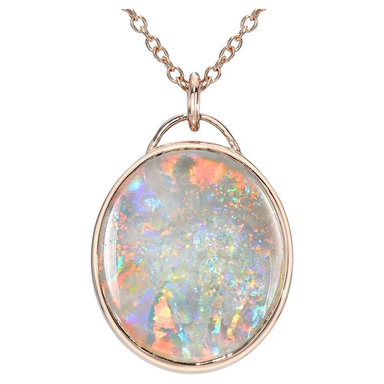 Love Note No. 1 Australian Opal Necklace in Rose Gold by NIXIN Jewelry For Sale