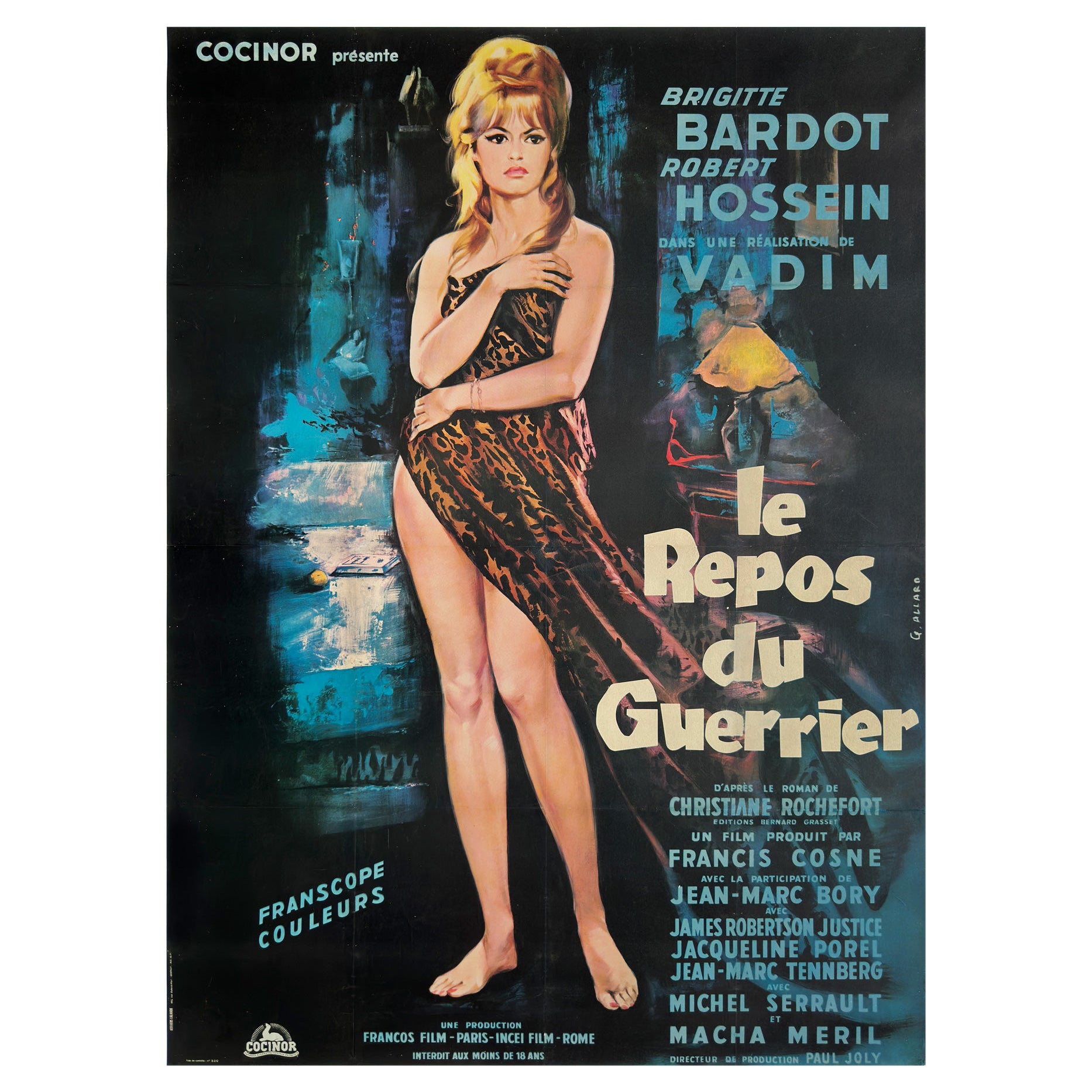 Affiche française du grand film Love on a Pillow 1962, Georges Allard