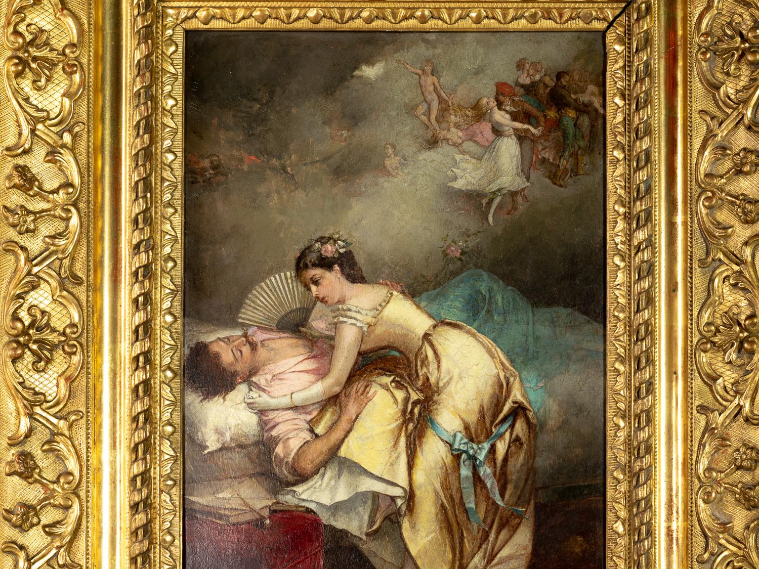 Oiled Love painting by Emile Beranger 19th Century For Sale