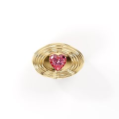 Love Pasta Ring in 14k Yellow Gold with Pink Sapphire Heart Stone