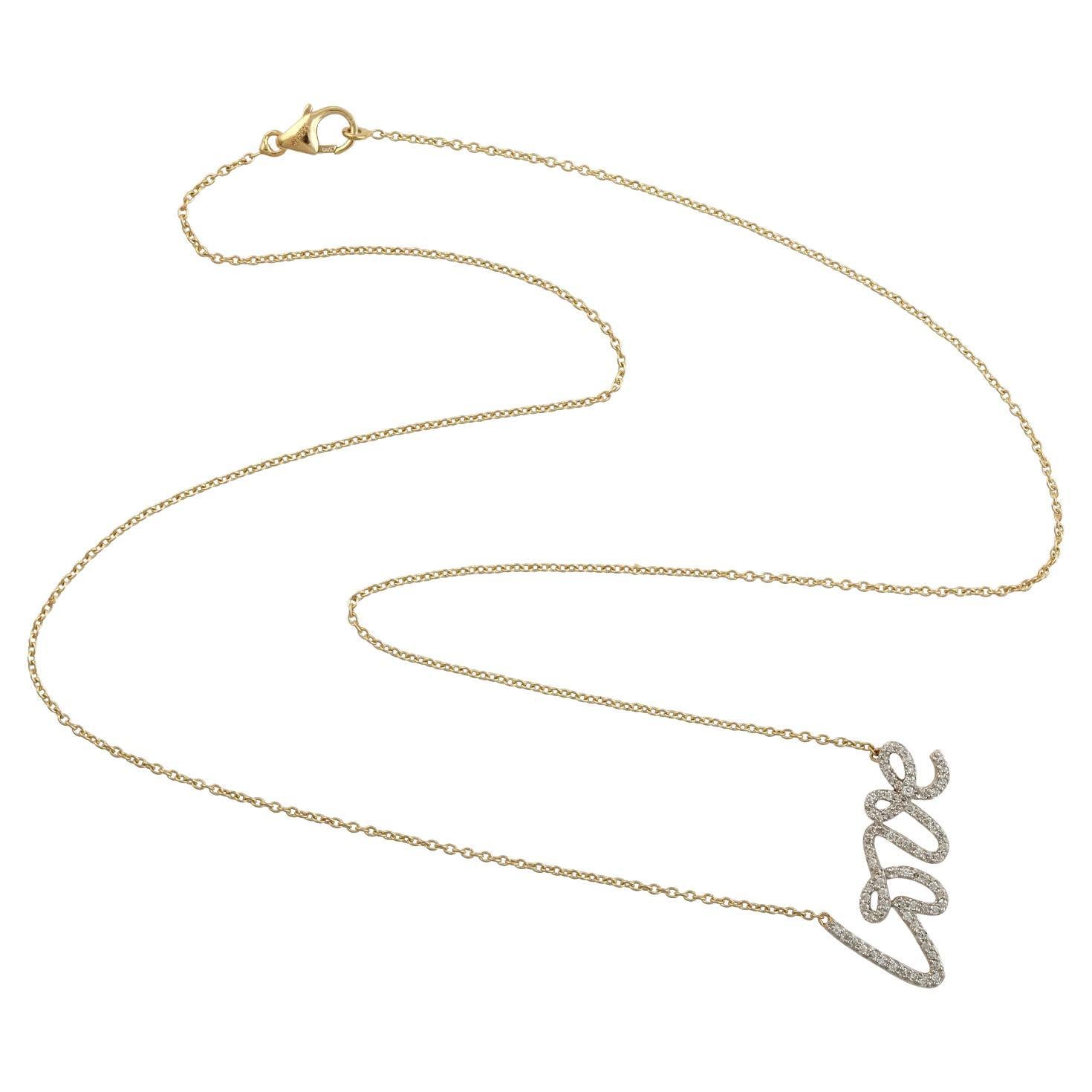Love Pave Diamond Pendant Chain Necklace Made in 14k yellow Gold