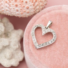 Love pendant - Vintage 18 karat solid gold heart charm - 0.5 ct natural diamonds