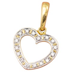 Love Anhänger aus 18 Karat massivem Gold mit Herzanhänger im Vintage-Stil – kleine natürliche Diamanten