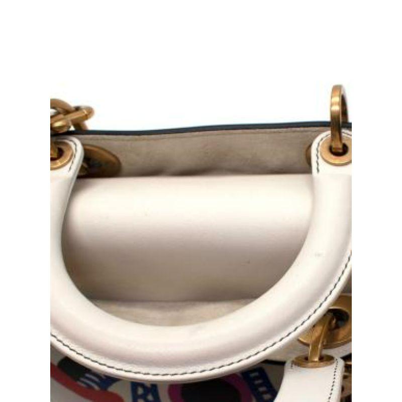 Love Print White Smooth Leather Medium Lady Dior Bag For Sale 5