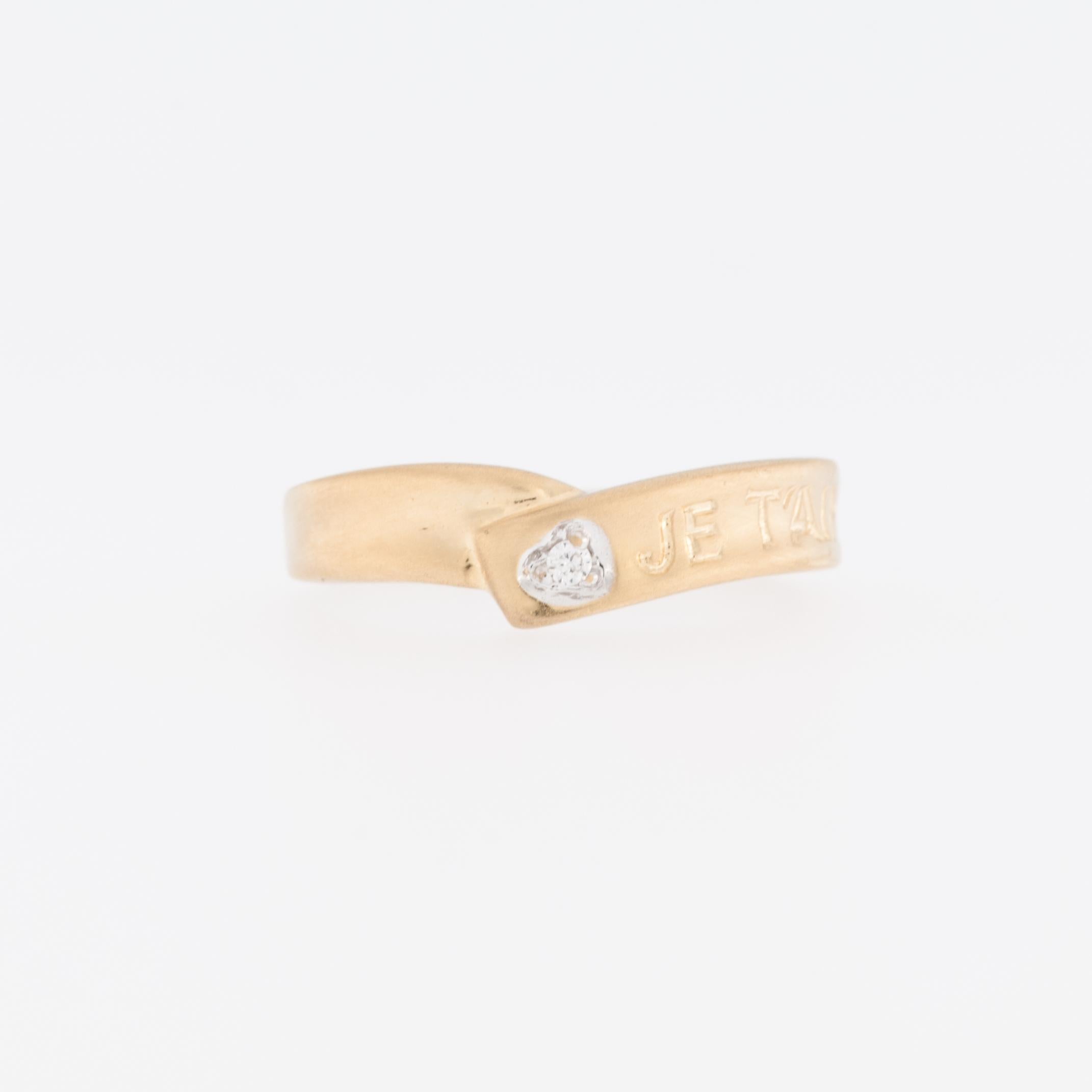 Brilliant Cut Love Ring Band 18 karat Yellow Gold with Diamond For Sale