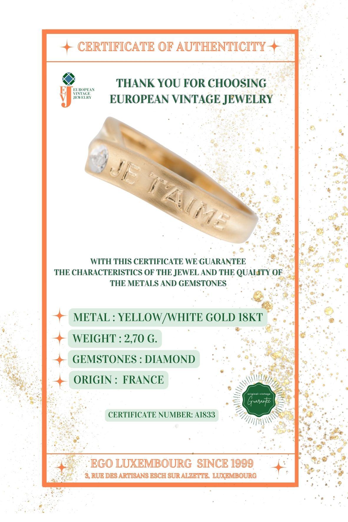 Bague d'amour en or jaune 18 carats avec diamants en vente 1