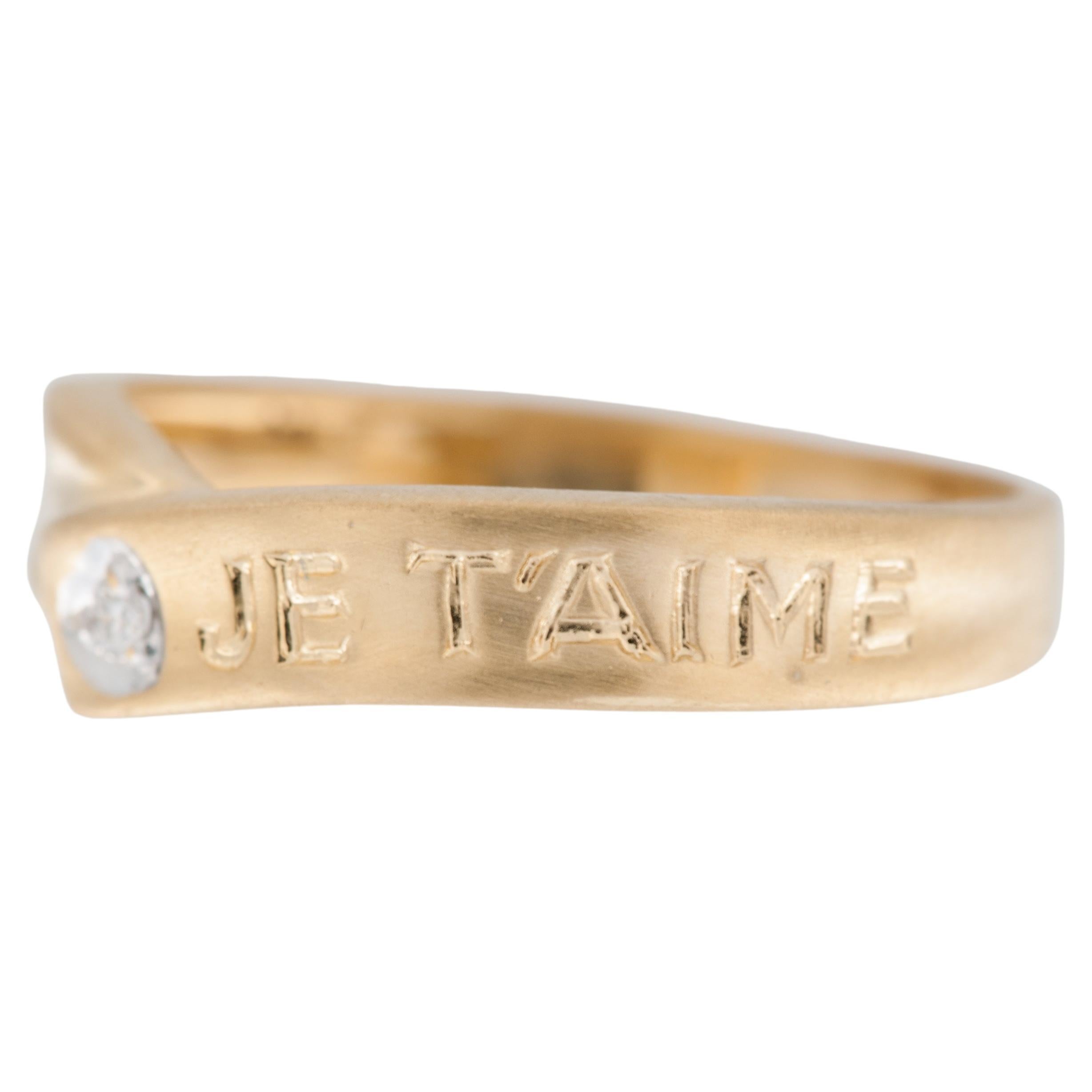Love Ring Band 18 karat Yellow Gold with Diamond For Sale