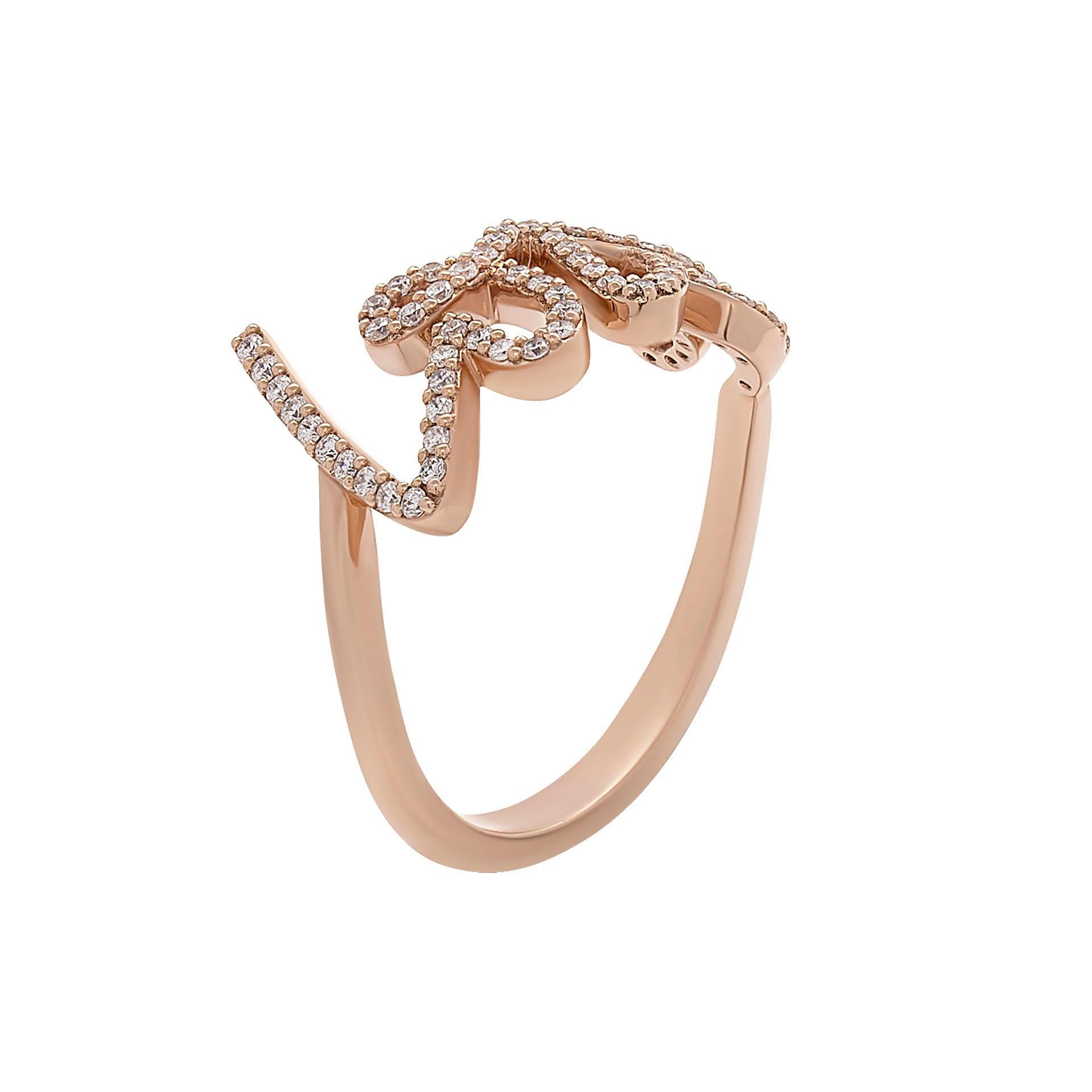 Love ring in 14k Rose Gold TCW:0.20ct Size: 5.5