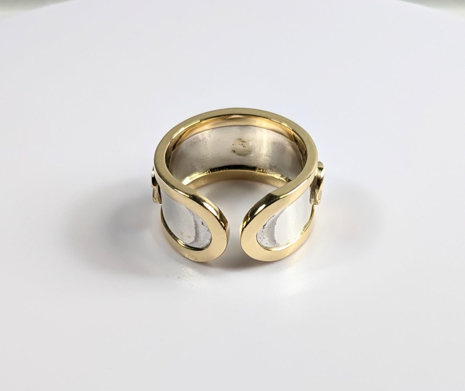 Women's or Men's Love Ring in Silver and 18k Yellow Gold For Sale