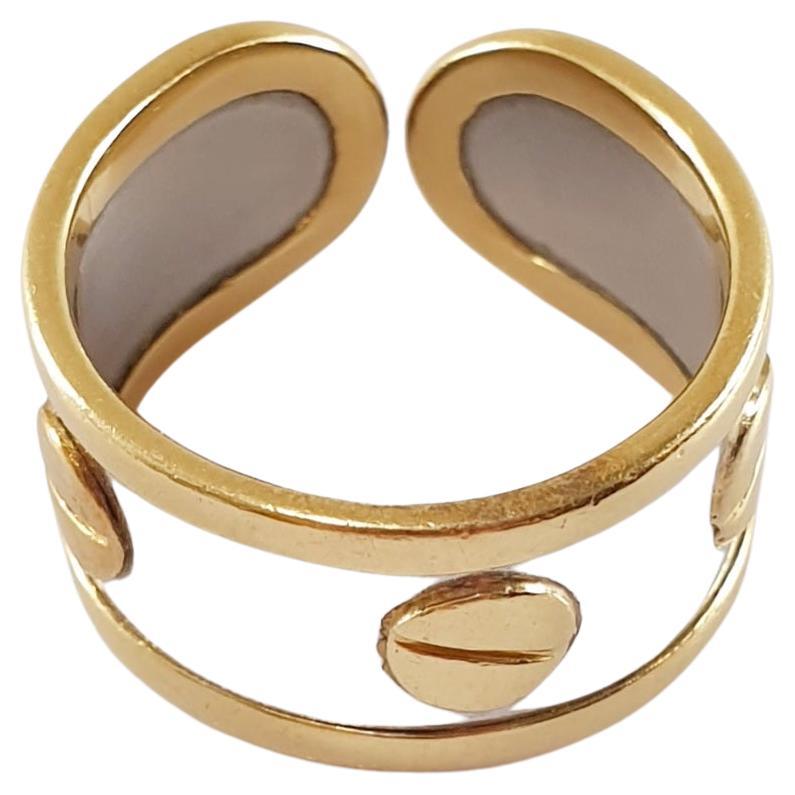 Love Ring in Stainless Steel and 18k Yellow Gold For Sale