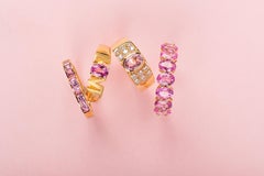 Love Ring with Oval Cut Pink Sapphire in 18K Yellow Gold