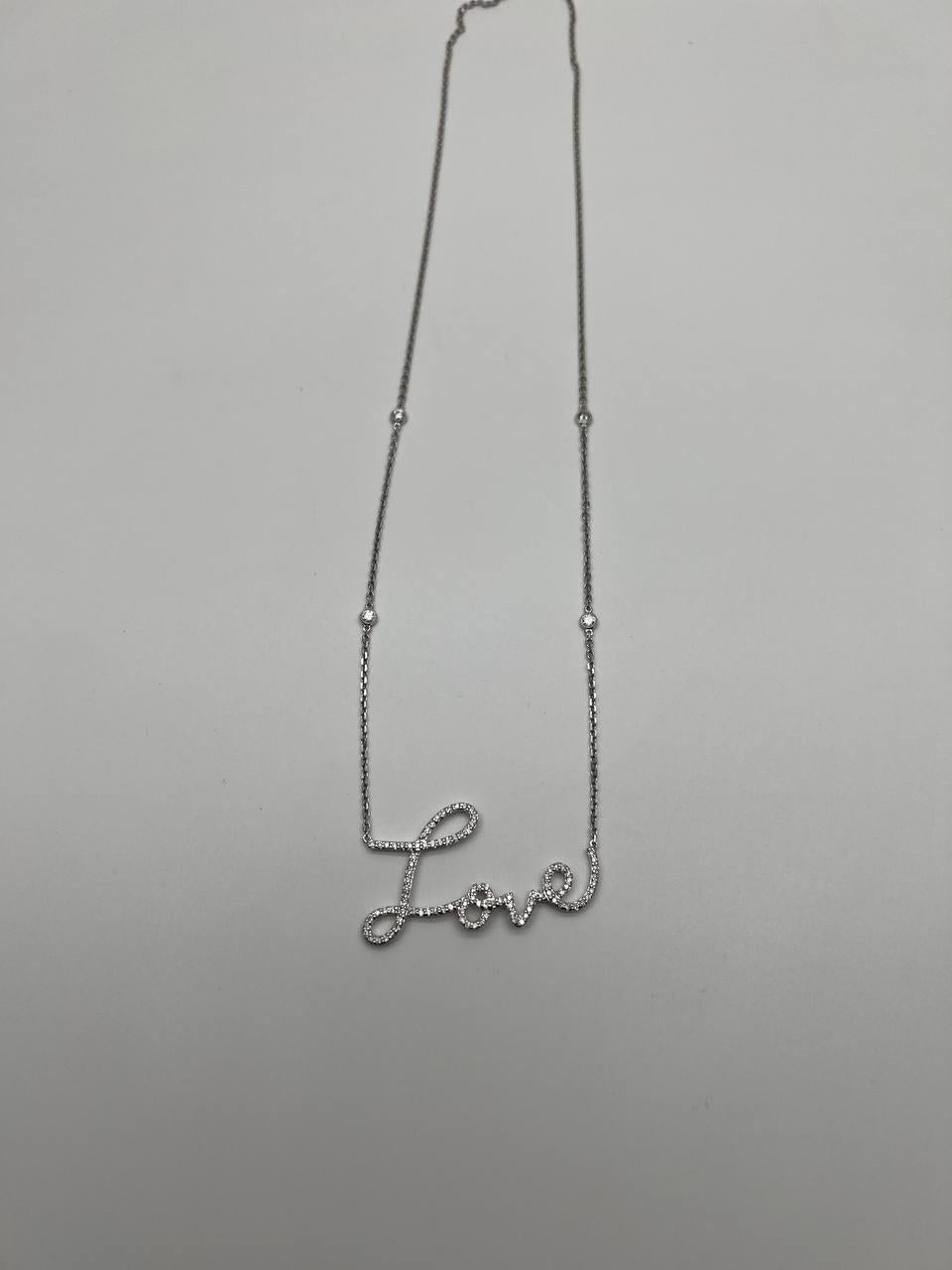 Mixed Cut Love Romance Romantic White Diamond 18 Karat White Gold Finger Necklace Pendant For Sale