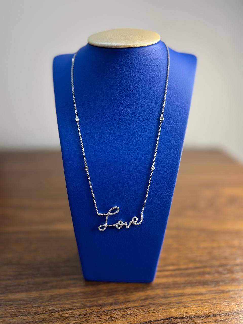 Love Romance Romantic White Diamond 18 Karat White Gold Finger Necklace Pendant For Sale 1