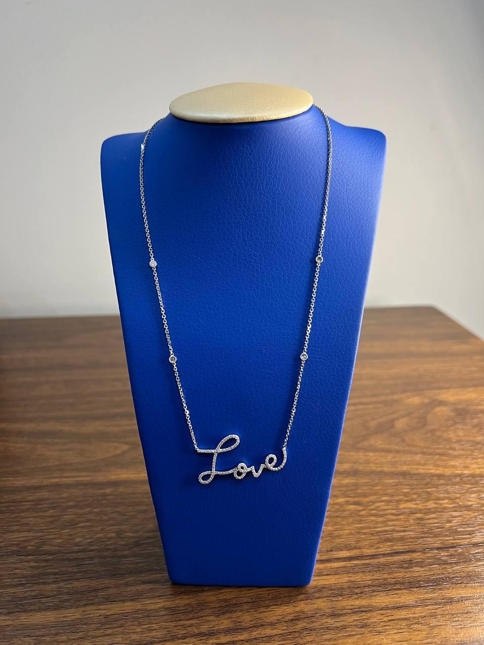 Love Romance Romantic White Diamond 18 Karat White Gold Finger Necklace Pendant For Sale 2