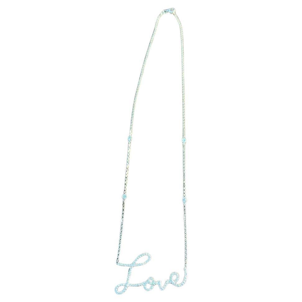 Love Romance Romantic White Diamond 18 Karat White Gold Finger Necklace Pendant