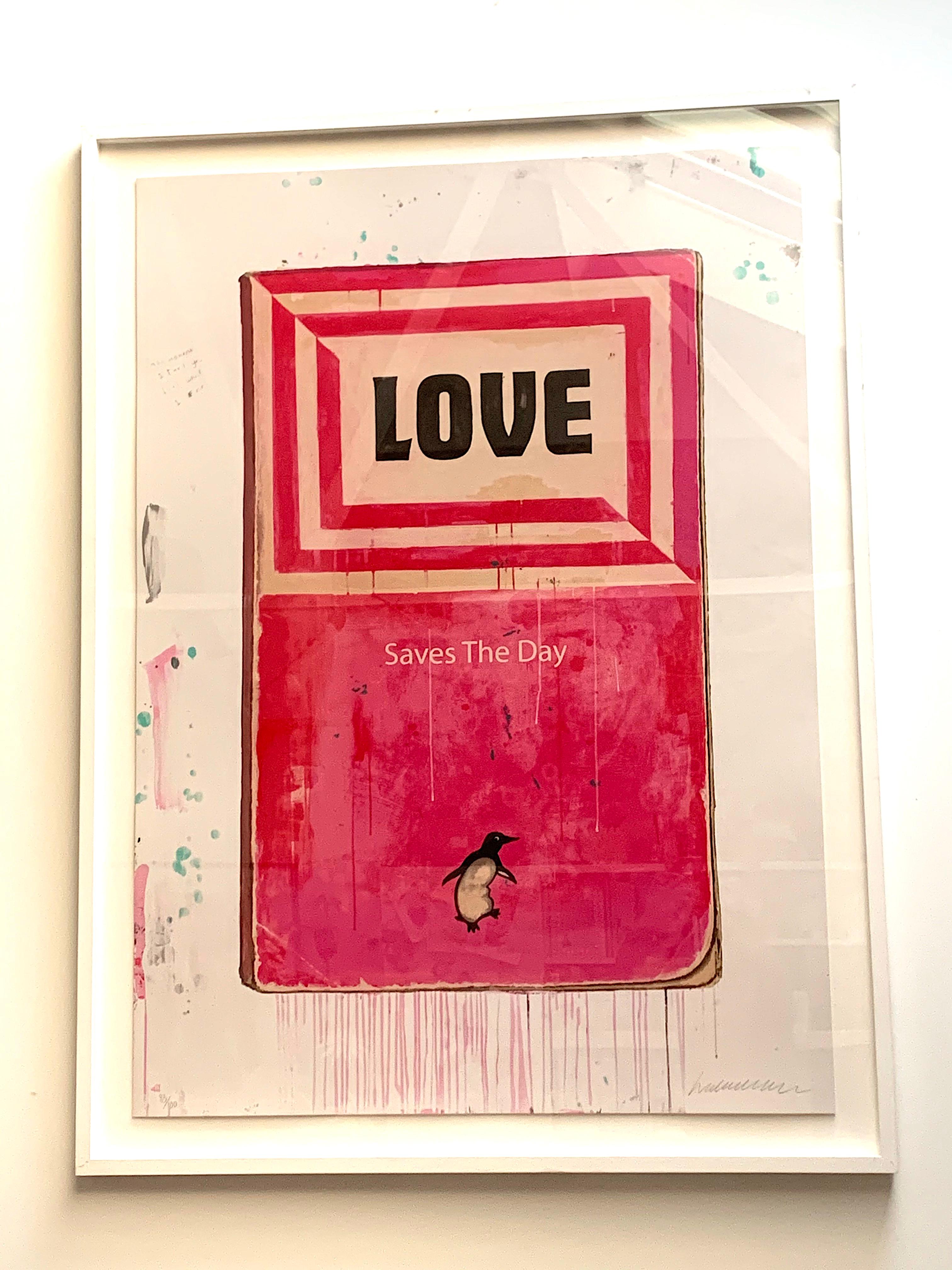 „Love Saves The Day“ Harland Miller, „Love Saves The Day“, 15farbiger Siebdruck im Angebot 1