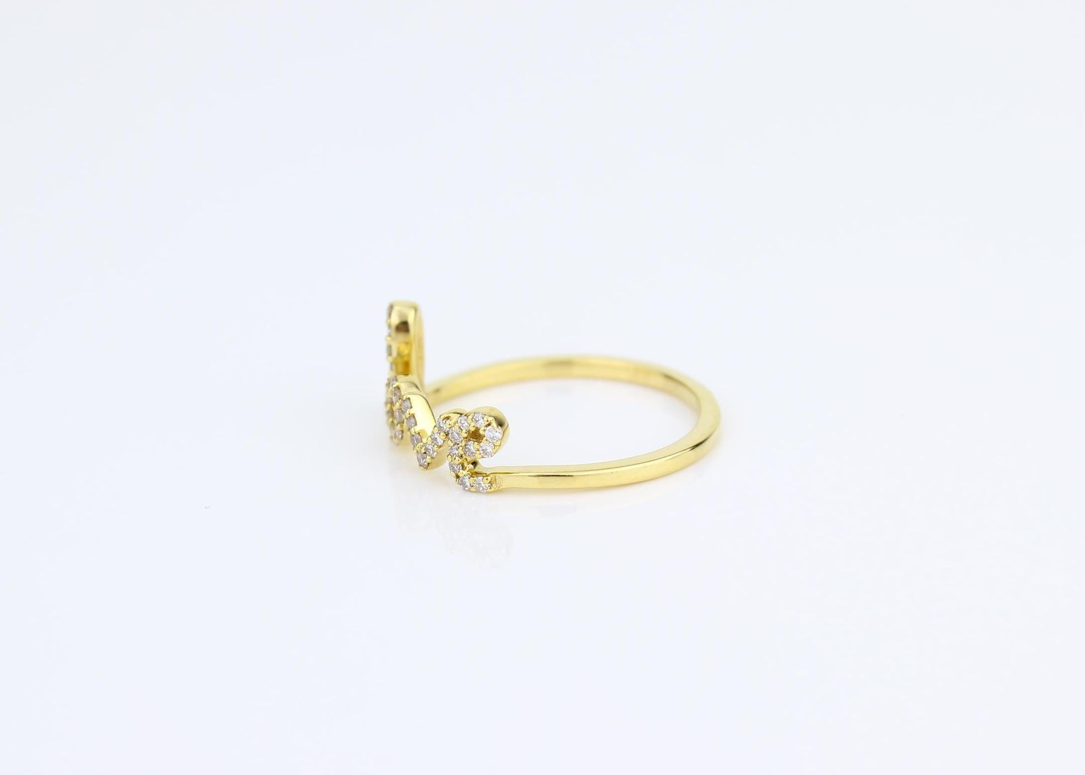 Anello con diamante Love Script in oro massiccio 14K (certificato) In condizioni Nuovo in vendita a New Delhi, DL