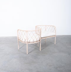 Love Seat Gerste Twist Bank Banquette Rosa Eisen für Piu Italien, um 1980