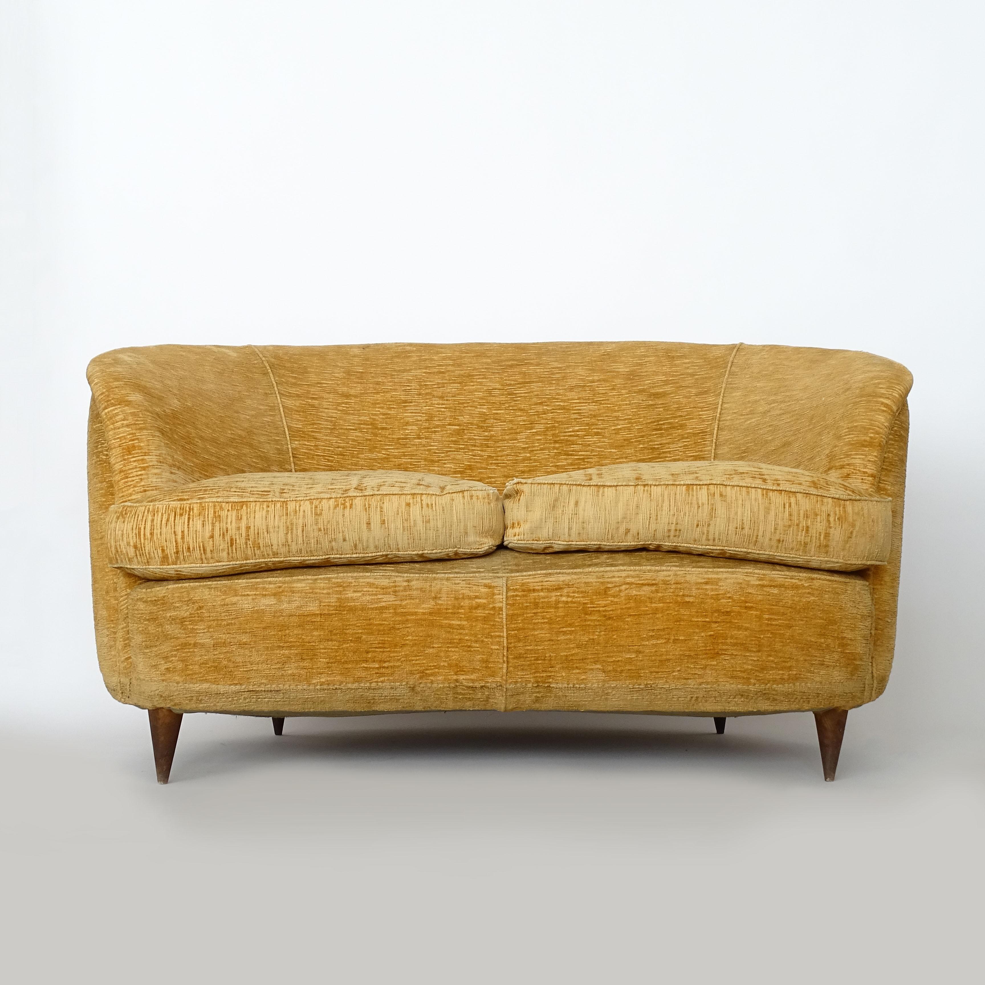 Mid-Century Modern Love seat sofa by Casa & Giardino, Italy 1940s