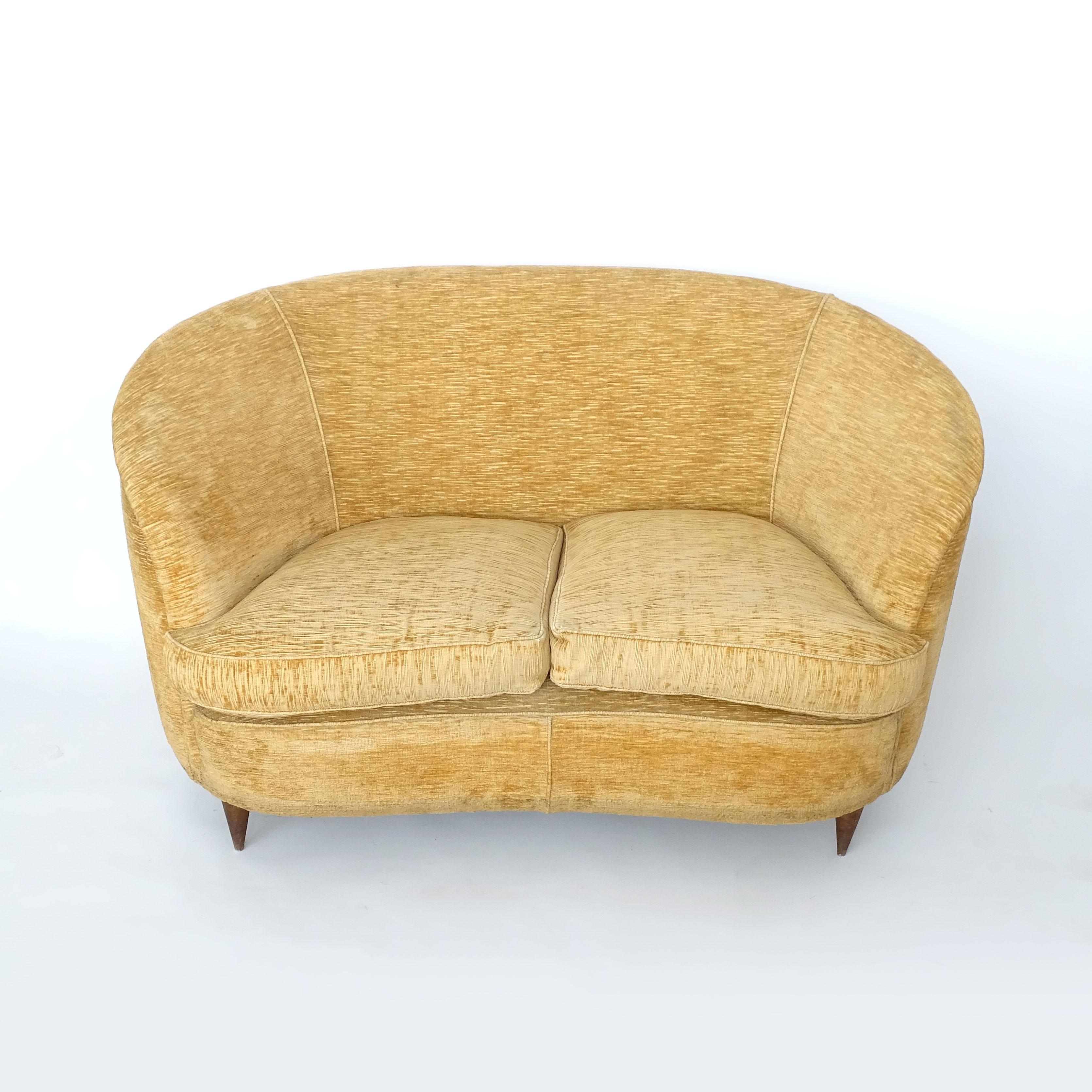 Italian Love seat sofa by Casa & Giardino, Italy 1940s