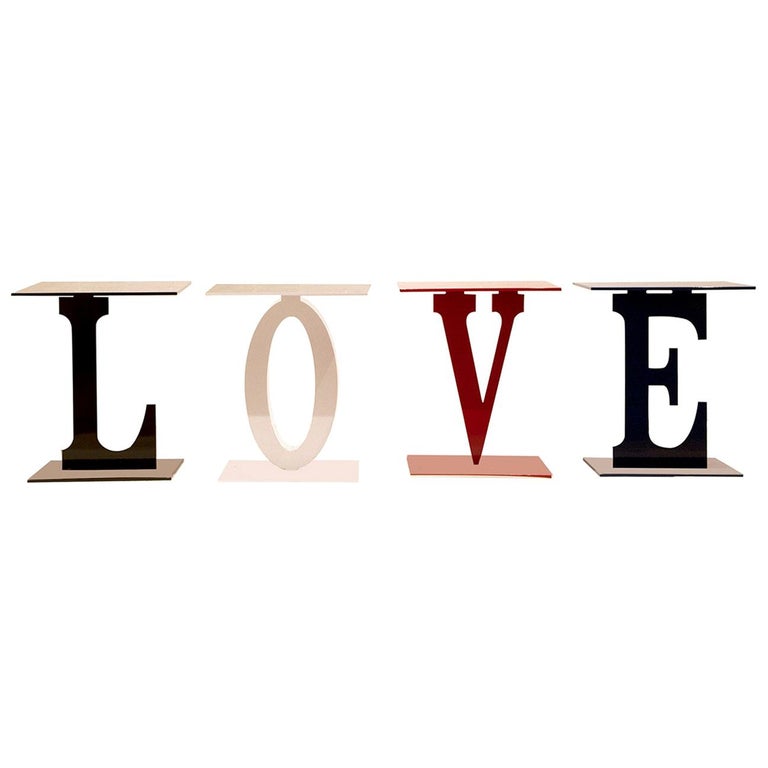 Love Set of 4 Letter Coffee Tables For Sale at 1stDibs