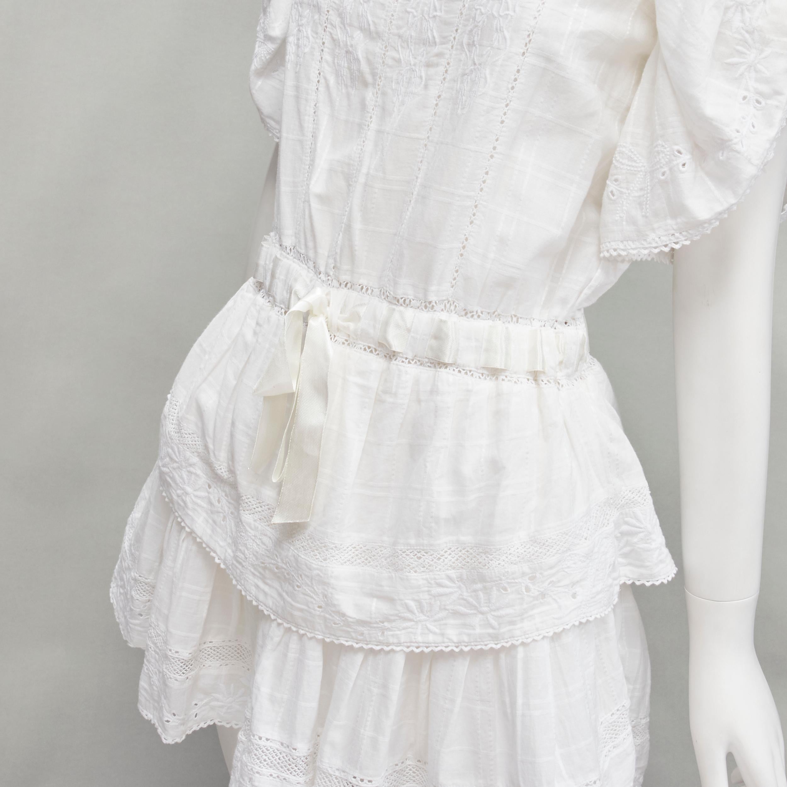 LOVE SHACK FANCY white cotton square neck lace trimmed ribbon cottage dress XS
Reference: AAWC/A00155
Brand: Love Shack Fancy
Material: Cotton
Color: White
Pattern: Solid
Closure: Belt
Extra Details: Tie ribbon belt closure.
Made in: