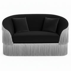 Love Sofa In Cotton Velvet with Tailored Upholstery and Silk Fringes