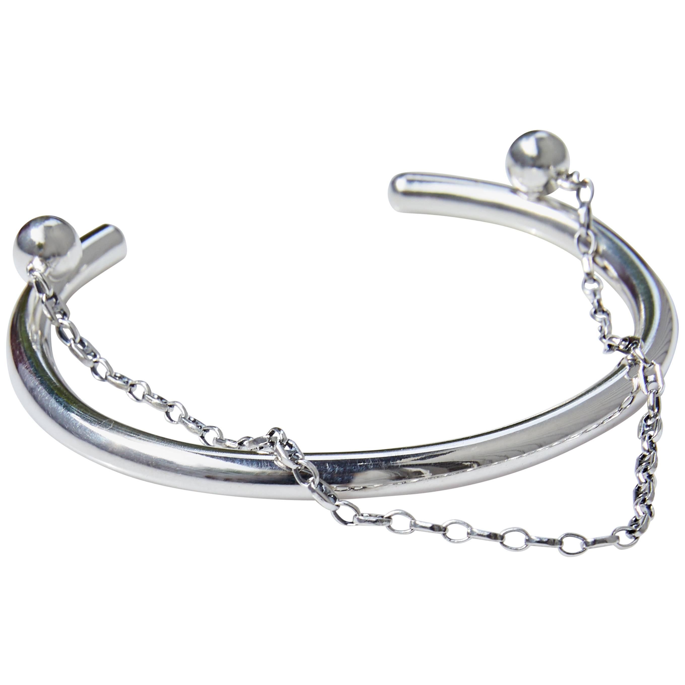 Love Armreif aus Sterlingsilber mit Manschettenarmbandkette von J Dauphin