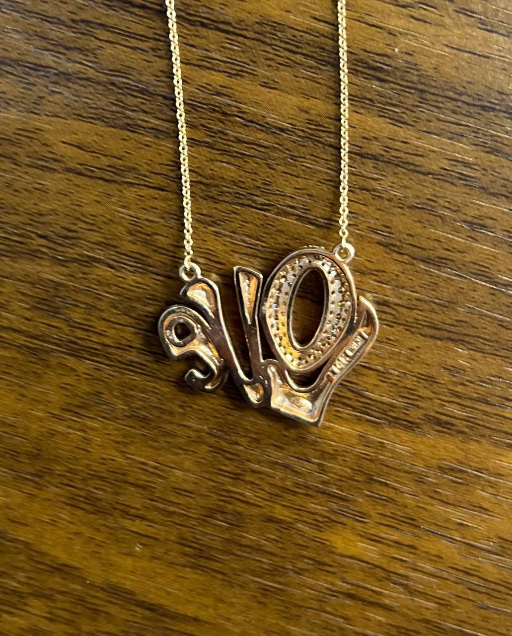 Love Symbol Diamonds Pave 14K Rose Gold Pendant Chain Necklace For Sale 2